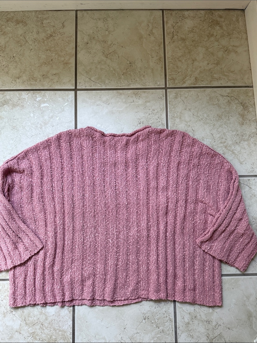 Miracle Ribbed Knit Oversized Cropped Pullover Light Dusty Pink - Picture 6 of 6